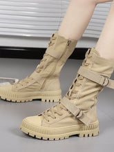 Mid Heel Boots For Woman Fashion Platform Lace Up-BS01007-Veeddydropshipping